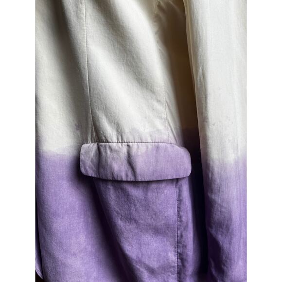 Vintage 90s Guess Reworked Silk Blazer | Hand-Dyed Ombre Cream to Lilac | M - Picture 5 of 9